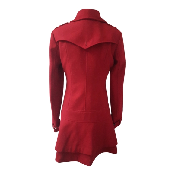 Guess Wool Blend Red Rouge Peacoat Fit & Flare Midi Swing Jacket  Lined Size XS - Picture 2 of 15